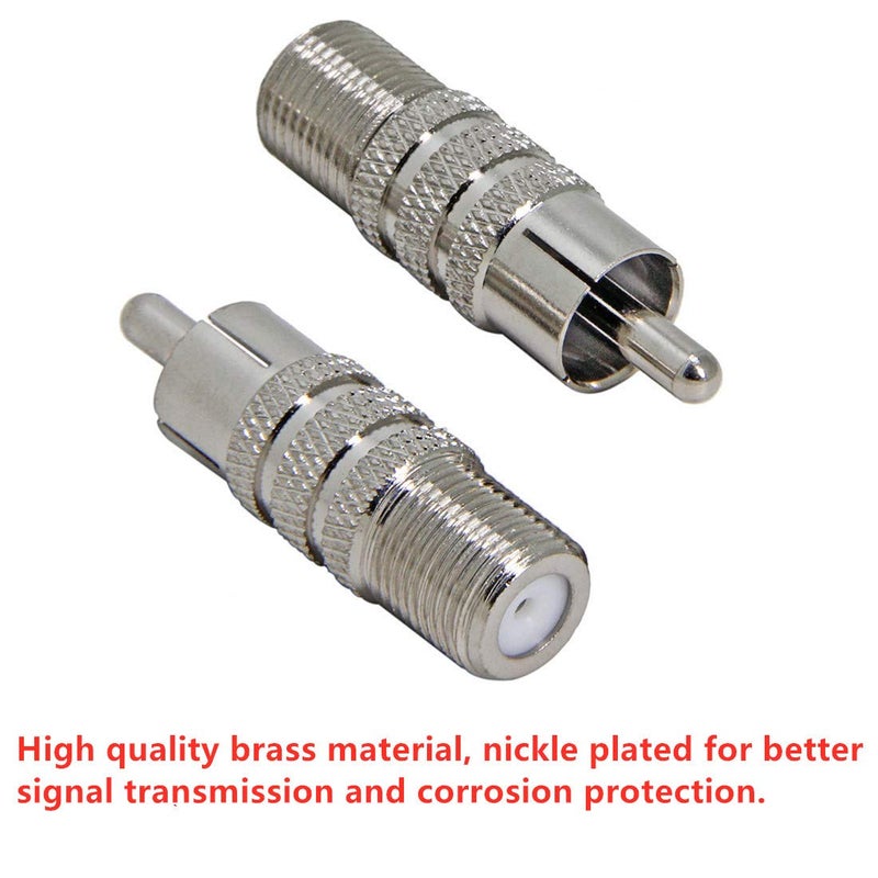 RFAdapter Coax to RCA Adapter, 2 Pack F Female to RCA Male Convertor, Coaxial Cable Connector for Subwoofer, Receiver, Game Console, TV, Monitor - Image 3